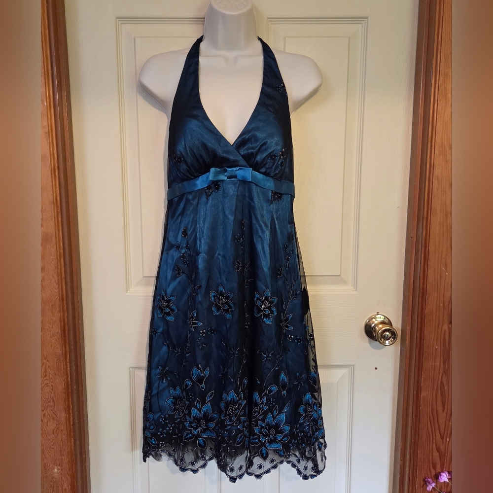 Morgan & Co. Blue Backless Dress